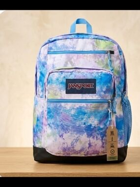 NEW! JanSport Tie-Dye Backpack in Pastel Blue & Purple XL NWT